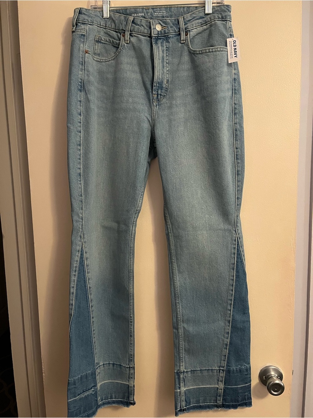 Old Navy Two-Tone Light Blue Denim Flare Jeans